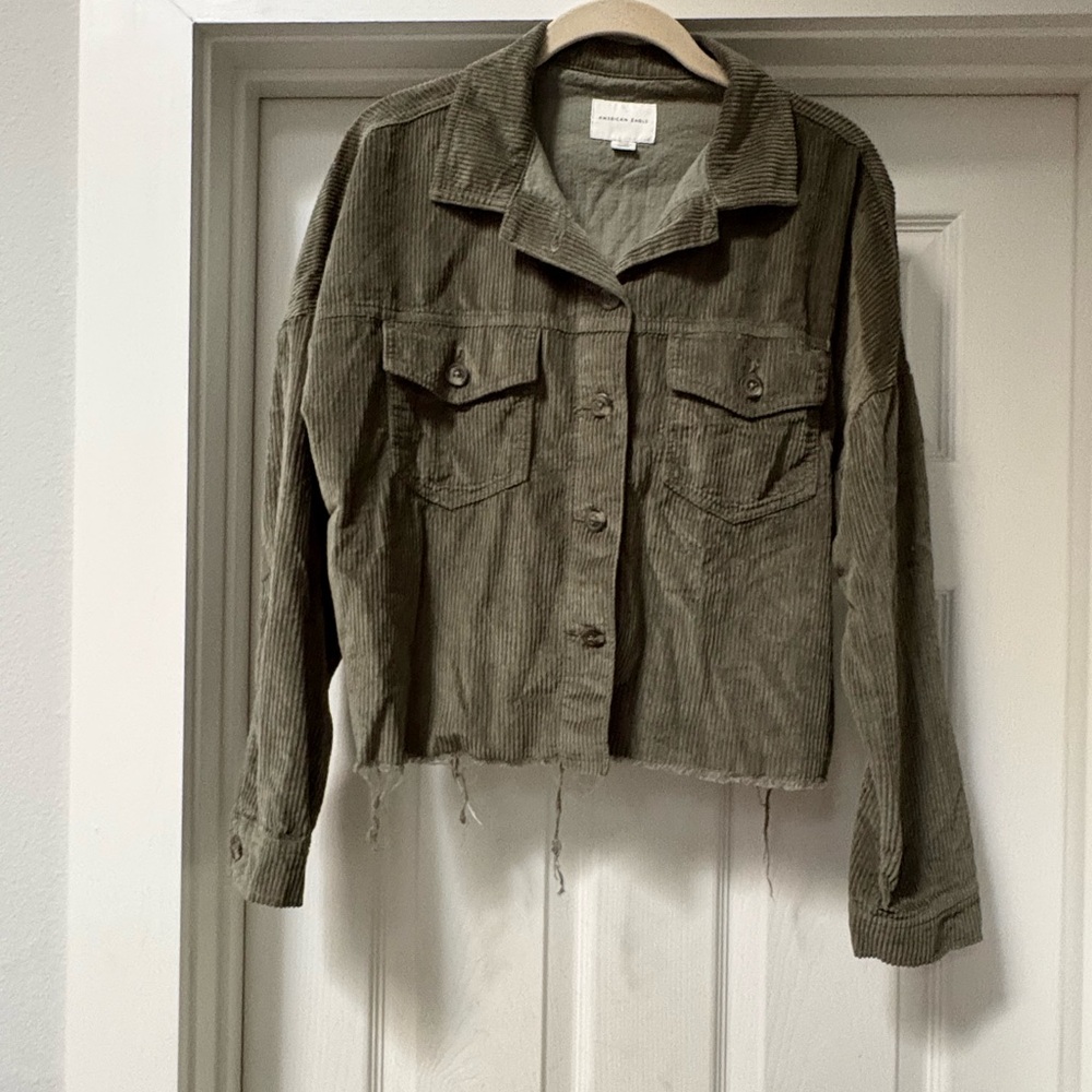 American Eagle Outfitters Olive Corduroy Utility Jacket